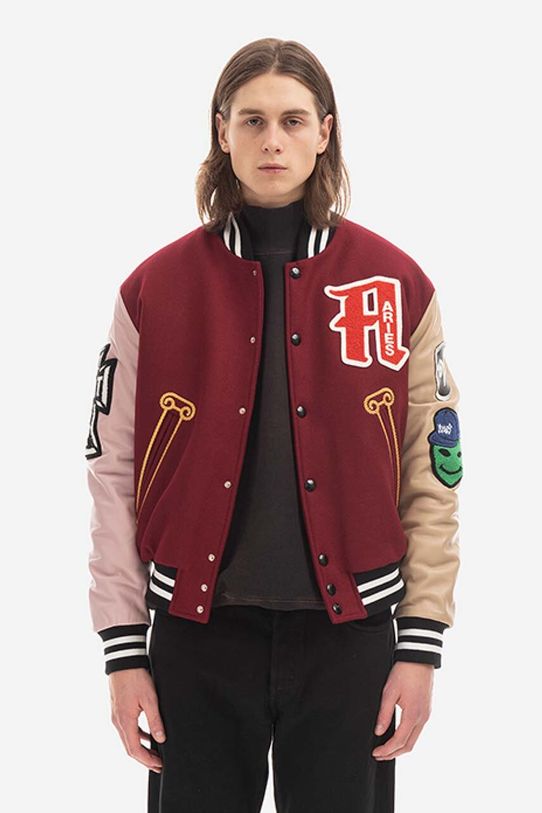 Bomber bunda Aries Varsity Jacket AR70200 burgundské AA00