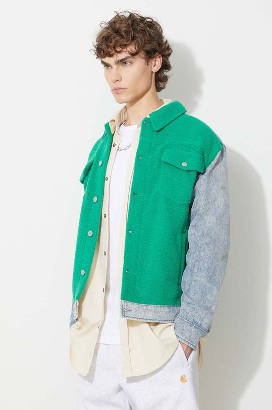 Яке PLEASURES Fried Trucker Jacket зелен P23SP004