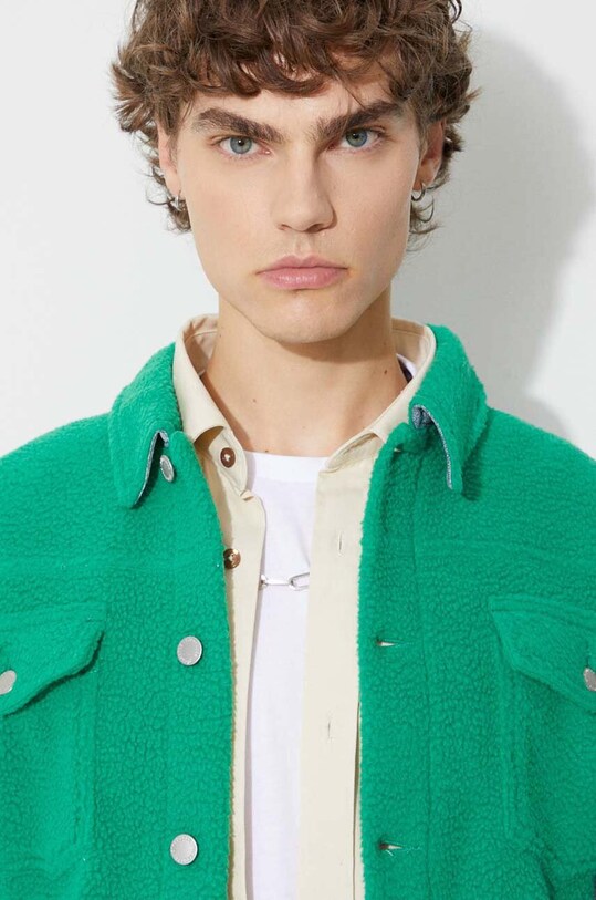 PLEASURES geacă Fried Trucker Jacket P23SP004 verde