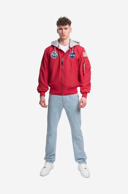 Alpha Industries bomber dzseki MA-1 Zip Hood Apollo 13616 665 nem szigetelt piros 136106.665