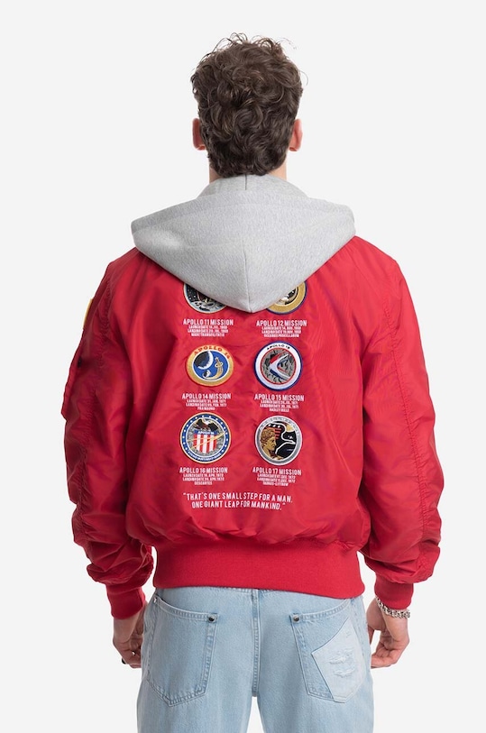 Alpha Industries bomber dzseki MA-1 Zip Hood Apollo 13616 665 136106.665 piros AA00
