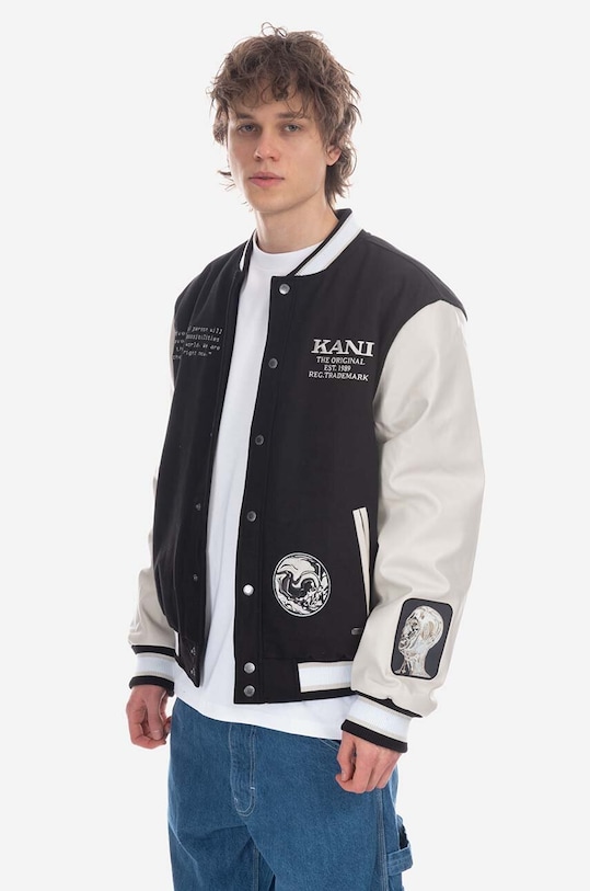 Karl Kani kurtka wełniana Retro Block College Jacket bez kaptura granatowy 6085203
