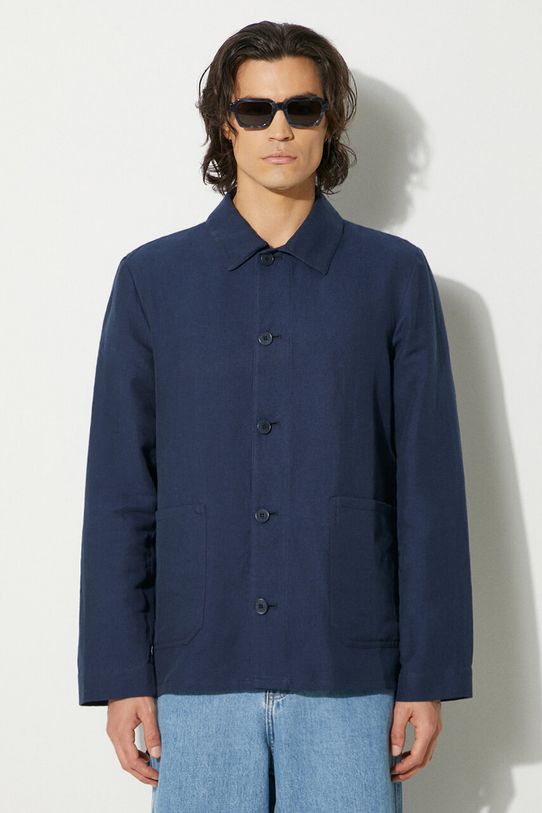 Λινό μπουφάν A.P.C. χωρίς μόνωση σκούρο μπλε LIAEO.H03053