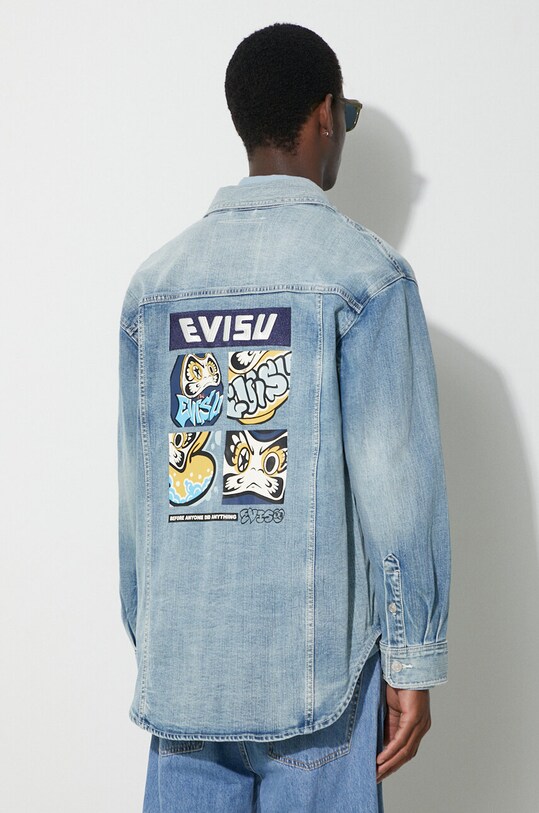 Odzież Evisu kurtka jeansowa 2ESHTM3SJ717XXDN niebieski