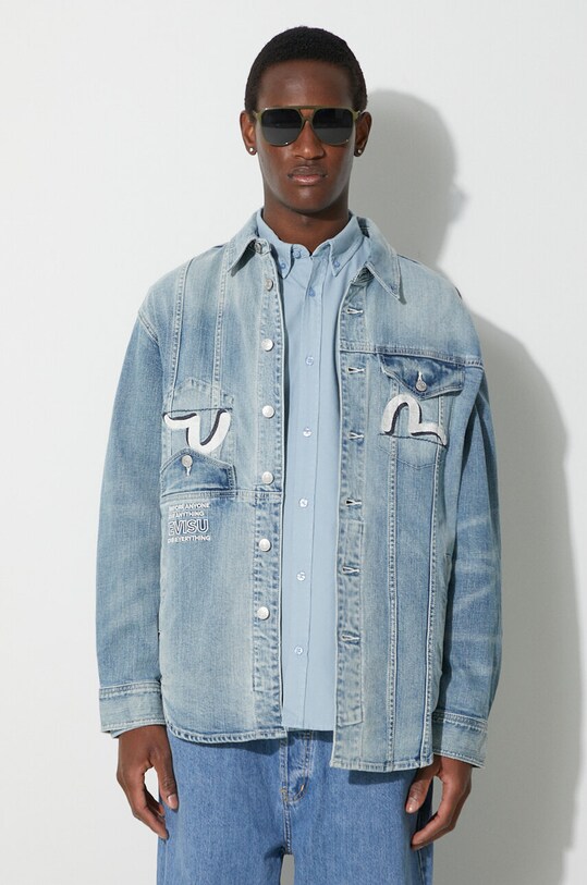 Evisu kurtka jeansowa 2ESHTM3SJ717XXDN niebieski