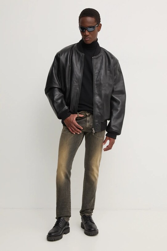 Diesel geaca bomber de piele L-KHAN A14435.0HJAC negru AA00