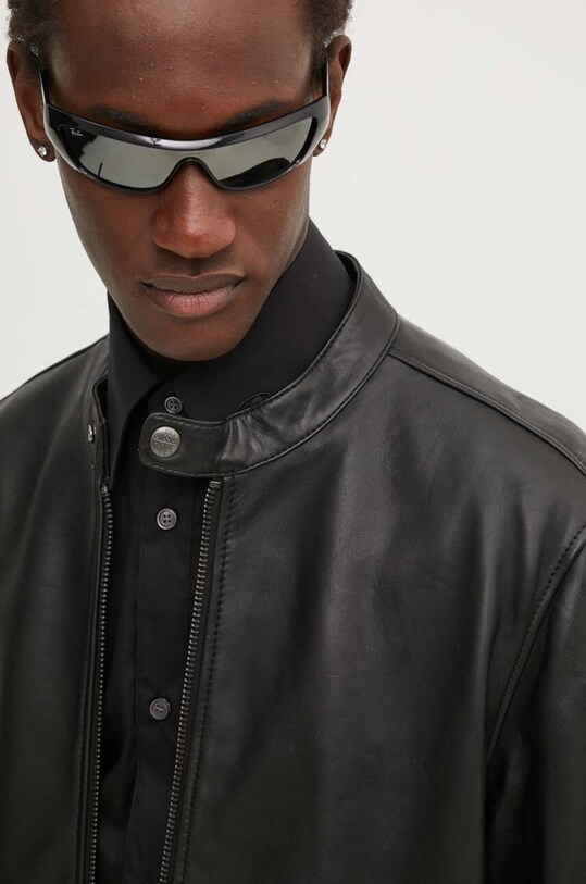 Kožená bunda Diesel L-CARVER čierna A14436.0AJIR