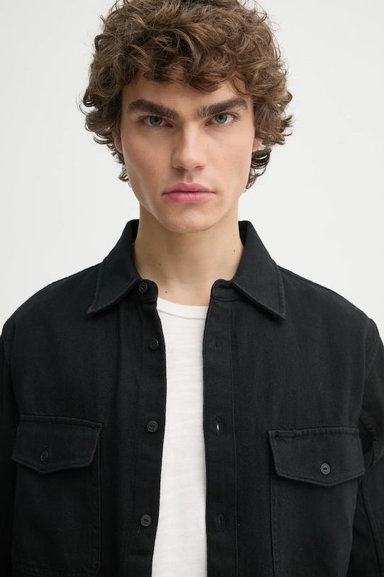 Košeľa Rag & Bone čierna MED24F0004ZDBL