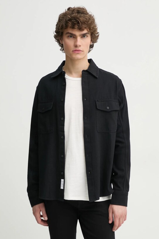 Košeľa Rag & Bone jednofarebný modrá MED24F0004ZDBL