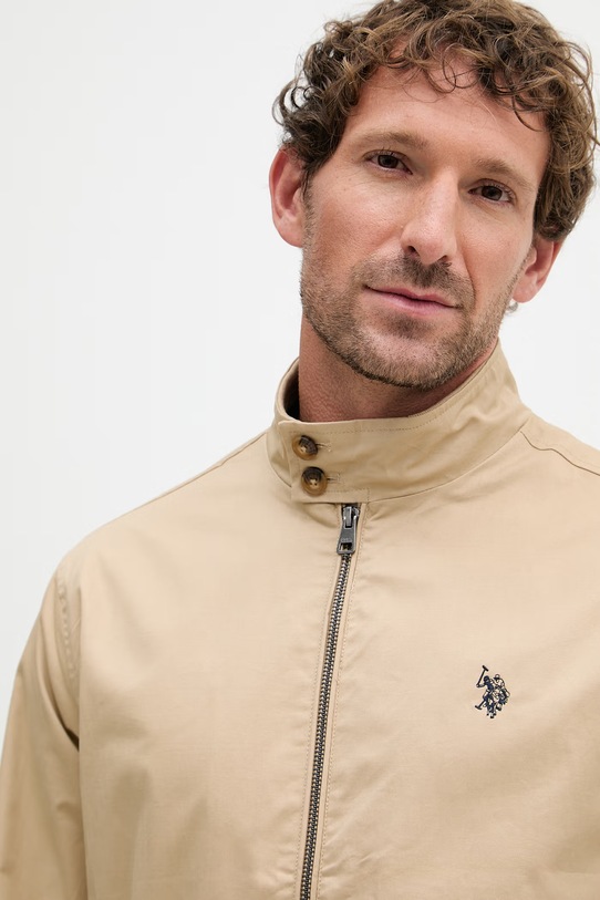 U.S. Polo Assn. kurtka przejściowa męska bawełniana Harrington beżowy MUP3260