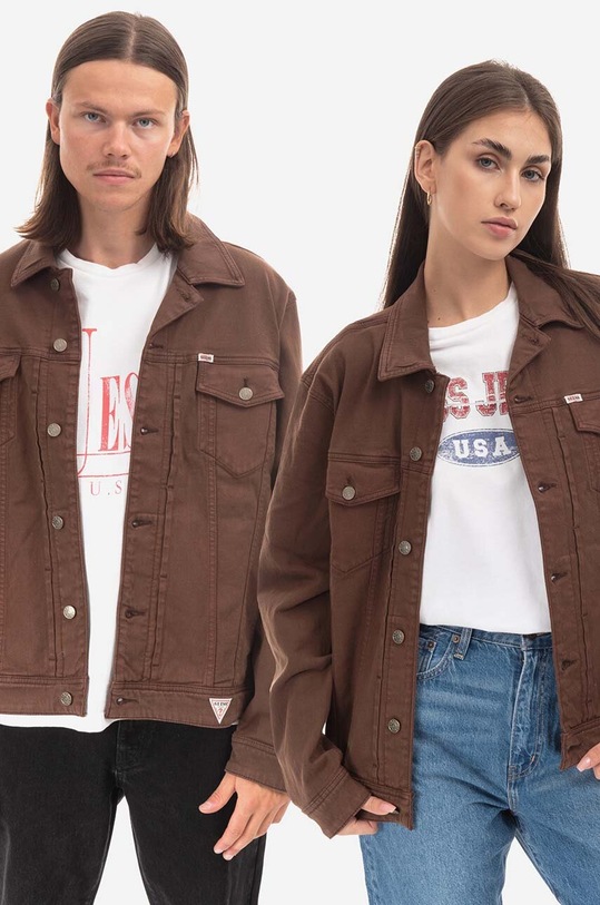 Guess Originals kurtka jeansowa Kit Denim bez podszewki brązowy M2BG71.D4QQ0