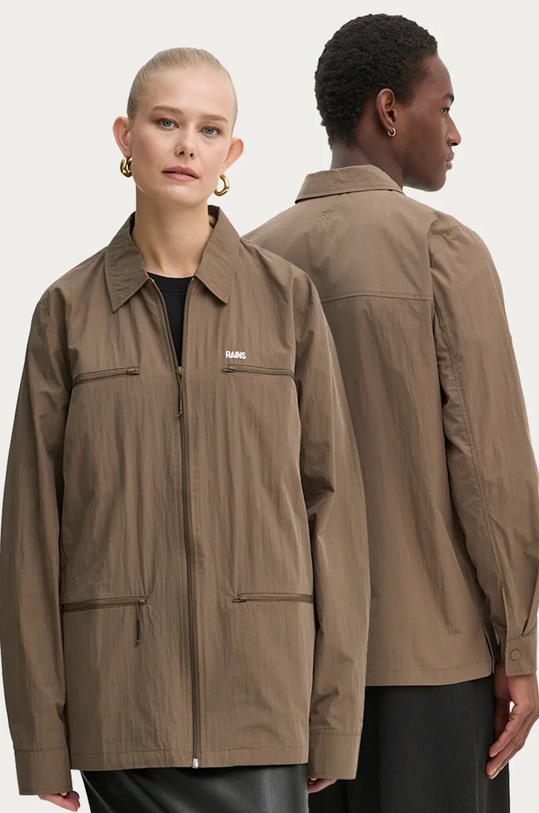 Rains kurtka Woven Shirt 18690 nieocieplane brązowy 18690.WOOD