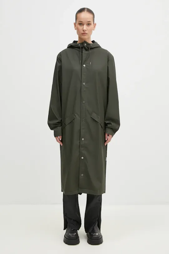 Kišna jakna Rains Longer Jacket bez tople podstave zelena 18360.GREEN