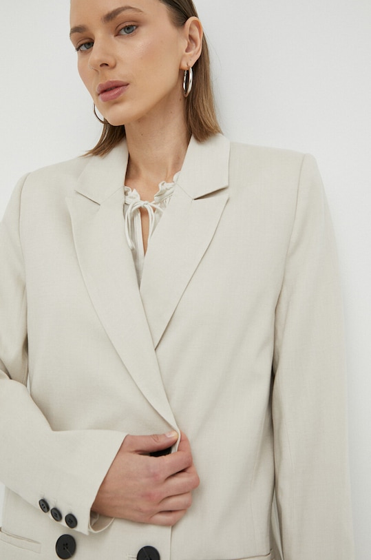 Піджак з домішкою льону Gestuz PaulaGZ бежевий 10907024