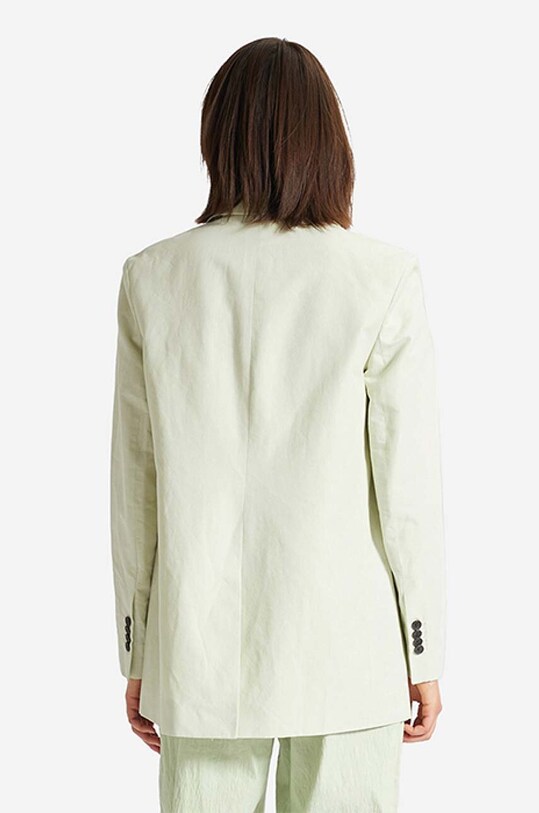 Sako s prímesou ľanu Wood Madeleine Mini Stripe Blazer 12211201-5291 PASTEL GREEN 12211201.5291 zelená AA00
