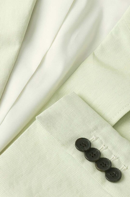 Sako s prímesou ľanu Wood Madeleine Mini Stripe Blazer 12211201-5291 PASTEL GREEN zelená 12211201.5291