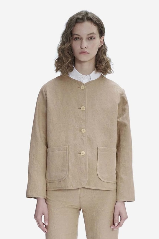 Plátěné sako A.P.C. Blouson Katia oversize béžová LIAEO.F02803