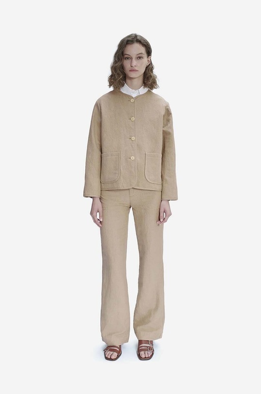 Plátěné sako A.P.C. Blouson Katia LIAEO.F02803 béžová