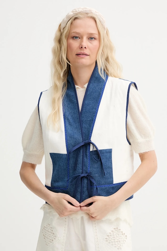 Безрукавка Renewed creative upcycling с подкладкой голубой kamizelka.letnia