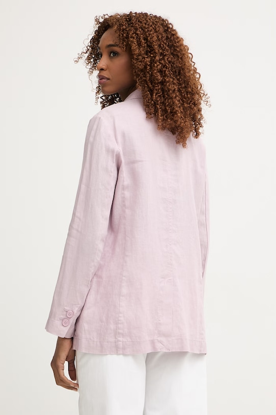 Odzież United Colors of Benetton marynarka jednorzędowa damska lniana 2AGHDW00R. różowy