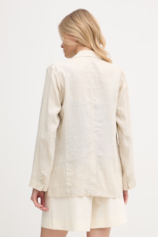 Îmbrăcăminte United Colors of Benetton sacou cu un singur rând de nasturi pentru femei, din in 2AGHDW00R. bej