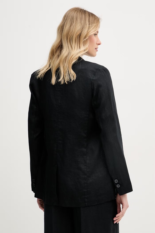 Ρούχα United Colors of Benetton μονόπετο σακάκι γυναικείο λινό 2AGHDW00R. μαύρο