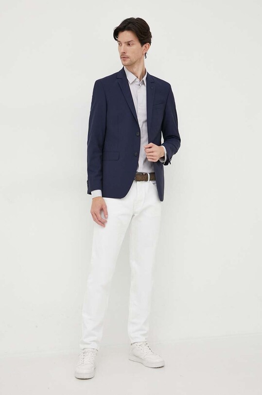 Vlnená bunda Karl Lagerfeld 500099.155200 tmavomodrá AA00
