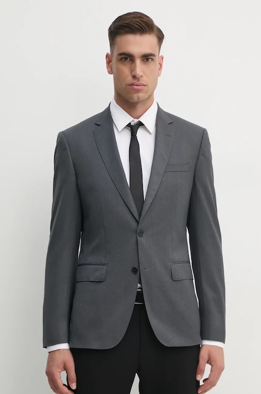 Vlnené sako BOSS slim sivá 50469171