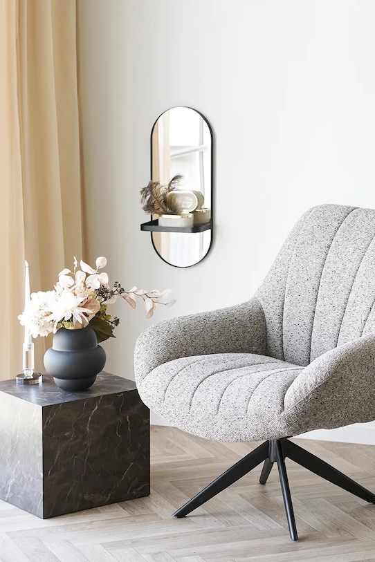 Salon i sypialnia House Nordic lustro ścienne z półką 25 x 12 x 60 cm 4001651 czarny