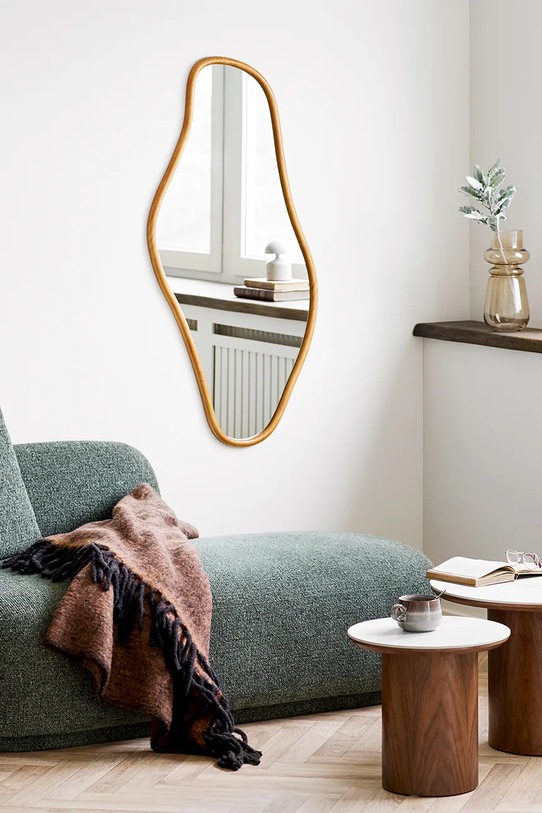 Salon i sypialnia House Nordic lustro ścienne drewniane 2 x 60 x 120 cm 4001722 brązowy