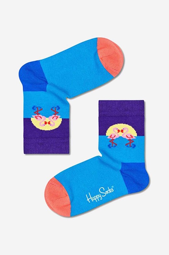 Happy Socks skarpetki dziecięce Flamingo Friends skarpetki długie niebieski KFLM01.6000