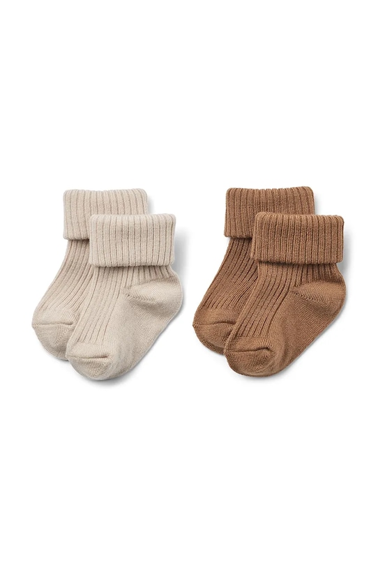 Wheat skarpetki z dodatkiem wełny dziecięce 2-pack brązowy 1924k.588
