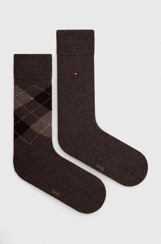 Ponožky Tommy Hilfiger dlhé ponožky hnedá 100001495.NOS