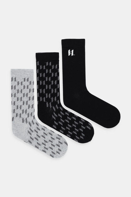 Κάλτσες Karl Lagerfeld 3-pack ψηλές κάλτσες γκρί A4M47040