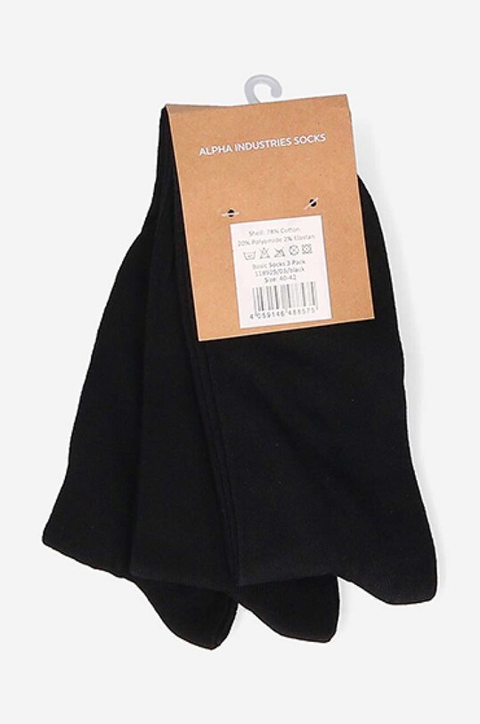 Čarape Alpha Industries Basic Socks 3-pack 118929.03 crna AA00