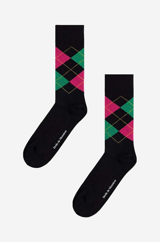 Drôle de Monsieur cotton socks overprint black SK103.BLACK