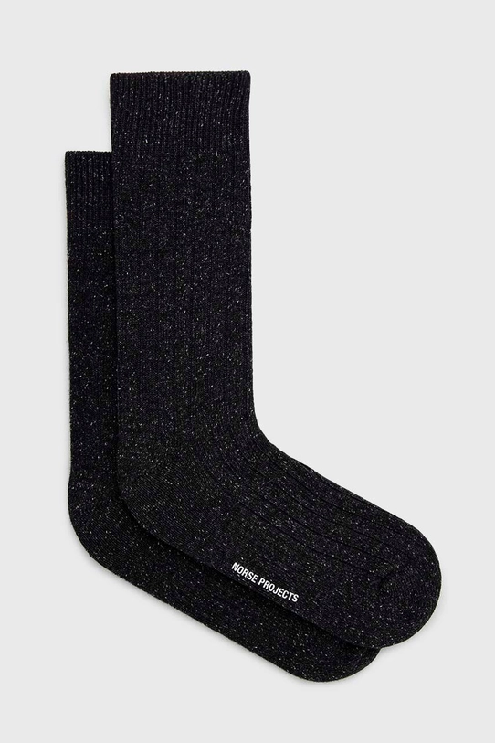 Norse Projects wool blend socks Bjarki Neps Wool Rib Sock plain gray N82.0008.1034