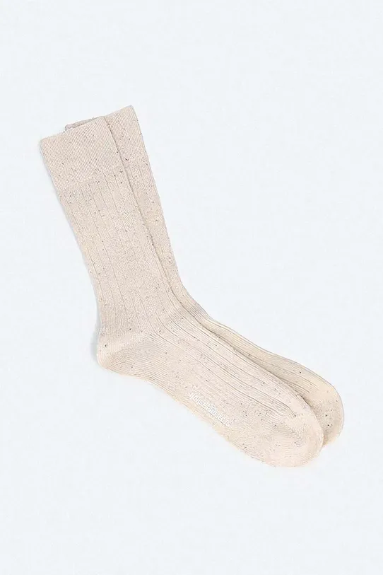 Norse Projects socks Bjarki Neps Wool Rib Sock plain beige N82.0008.0957