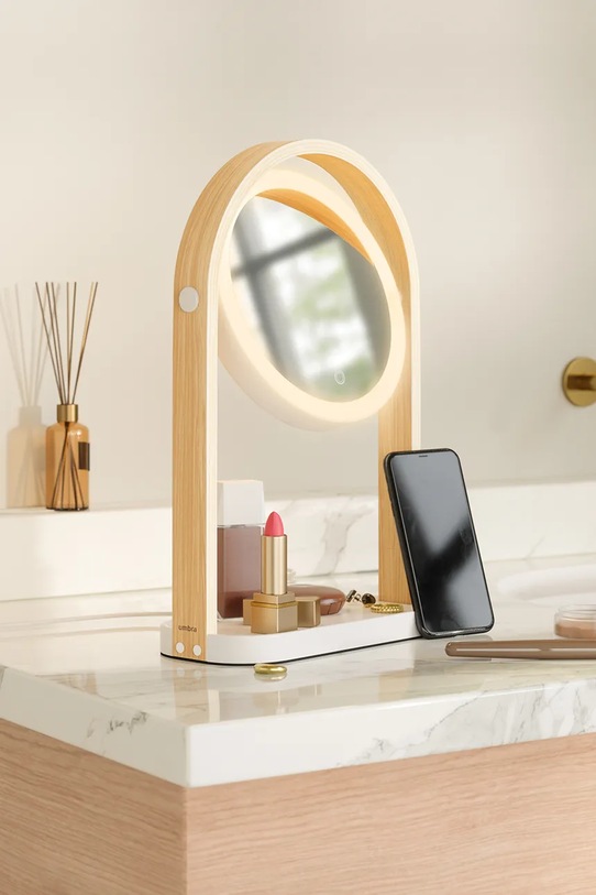 Umbra oglindă cosmetică din lemn 25 x 12 x 38 cm 1022918.668 alb