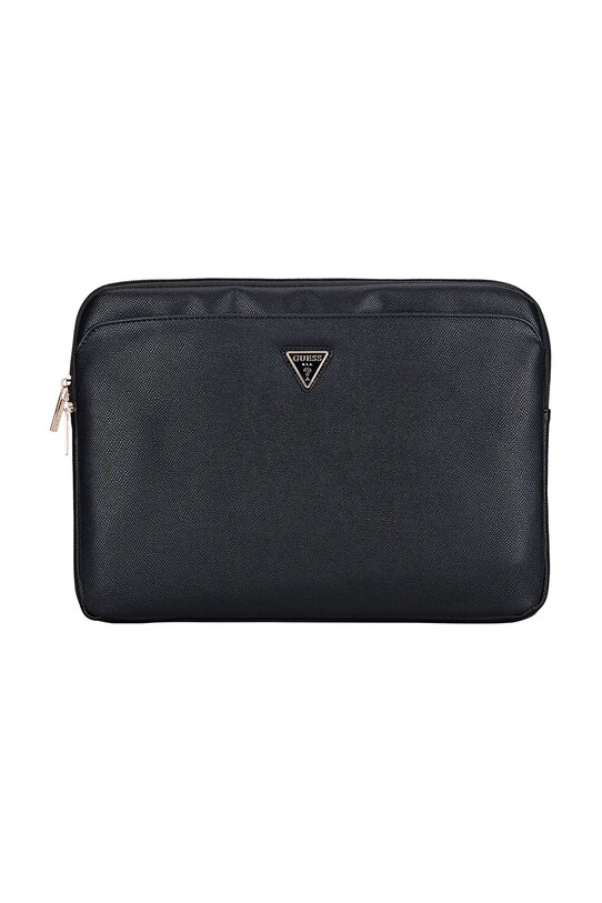 Guess laptop táska Sleeve 14" Grained Zipper Pocket Triangle Logo fekete GUCS14ZPGTSPSK