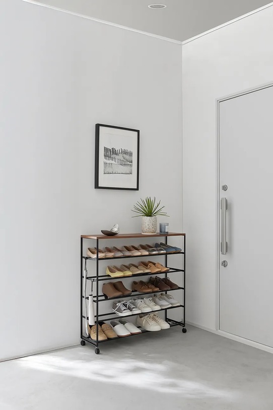 Salon i sypialnia Yamazaki regał na buty Towert 90.5 x 26 x 87 cm 1466. czarny