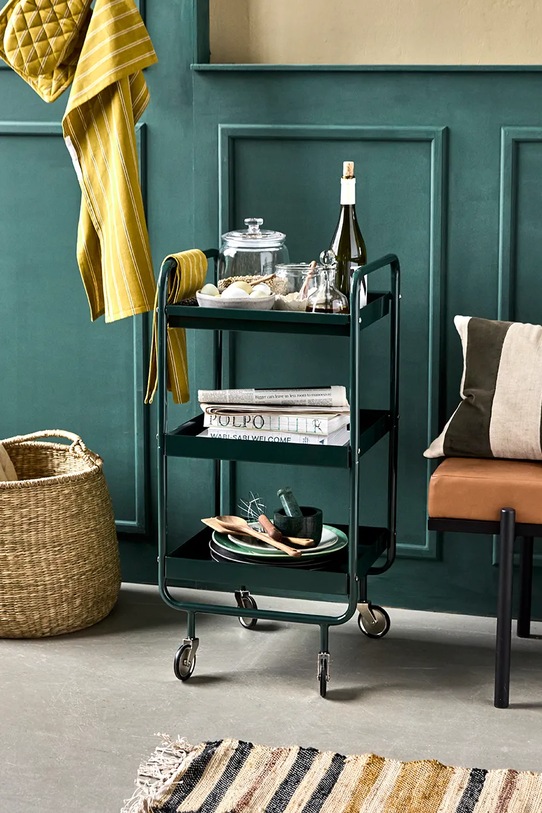 Polica s kotačima House Doctor 42 x 38 x 85 cm 208580320 zelena AA00