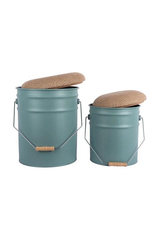Leitmotiv stołek z miejscem do przechowywania Buckets 39 x 31 cm 2-pack LM2263GR turkusowy AA00