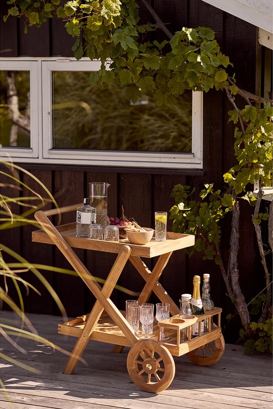 House Nordic mebel z kółkami z drewna teak 50 x 86 x 81 cm 3301500