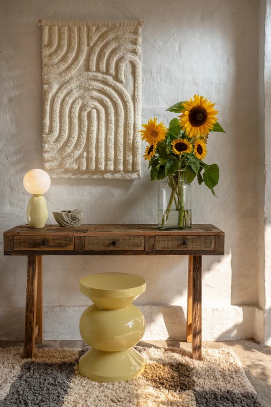 Madam Stoltz stolik z żelaza 35 x 46 cm 390666 żółty AA00