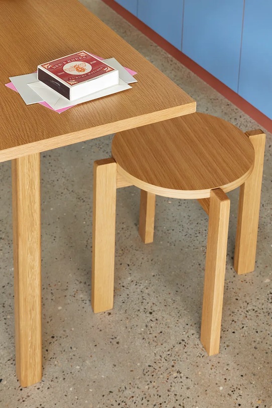 Salon i sypialnia Hübsch stołek drewniany 45 x42 cm 881601 brązowy