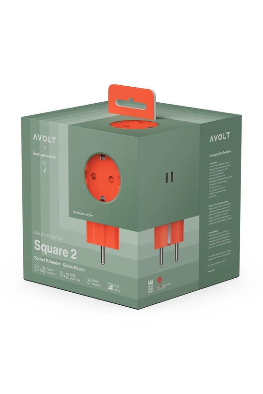 Avolt rozgałęźnik modułowy Bauhaus-Archiv USB-C (30W) SQ2.EUFC30.WMLG1 zielony AA00