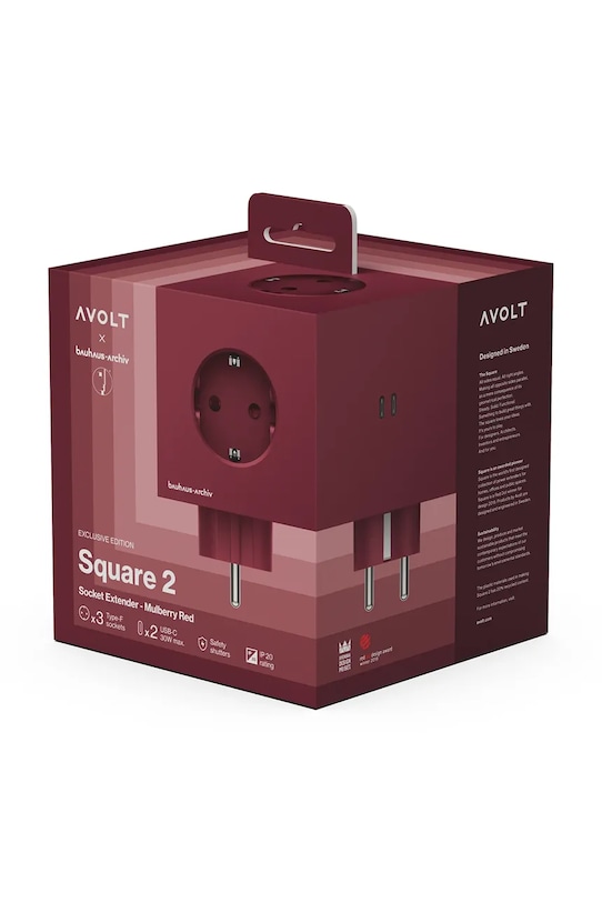 Avolt rozgałęźnik modułowy Bauhaus-Archiv USB-C (30W) SQ2.EUFC30.WMRR bordowy AA00