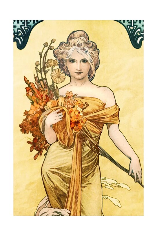 Reprodukce malovaná olejem home & lifestyle Jaro, Alfons Mucha vícebarevná 181626