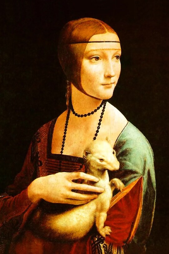 home & lifestyle reprodukcja namalowana olejem Dama z gronostajem, Leonardo Da Vinci multicolor 181640